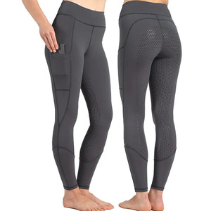 Leggings de yoga taille haute pleine longueur avec poches, respirants, en Spandex et Nylon, sans coutures, couleur unie - Product Image 1