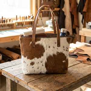 Sac fourre-tout en cuir véritable de luxe pour femmes avec fermeture à glissière, design vintage fait main - LTB-0530 - Product Image 3