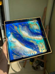 Bandeja de Servir de Resina Marina Hecha a Mano con Asas, Atractivo Diseño Artesanal, Bandeja de Resina de una Sola Pieza con Forma Personalizada - Product Image 6