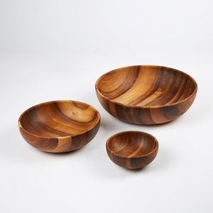 Vajilla de Madera Ecológica de Alta Calidad, Juego de Tazones Grandes para Cocina, Tazones Grandes de Madera de Acacia Sólida para Ensalada y Sopa - Product Image 1