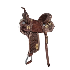 Selle Western de qualité supérieure fabriquée à la main en cuir véritable légère et confortable pour les courses de barils et les performances de rodéo. - Product Image 1