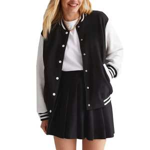 Vestes personnalisées de style universitaire en laine, cuir et coton, coupe-vent, col montant - Product Image 2