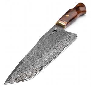 Cuchillo de Cocina Artesanal de Acero Damasco con Diseño de Gota de Lluvia, Mango de Palisandro y Latón - Product Image 3