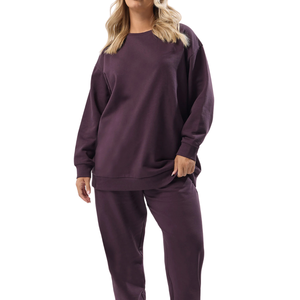 Plus Size Women's Breathable Autumn Winter Purple Sweatshirt Comfortable Jersey Fabric Crew <b>Neck</b> Long Sleeves Polyester/Cotton - Product Image 3