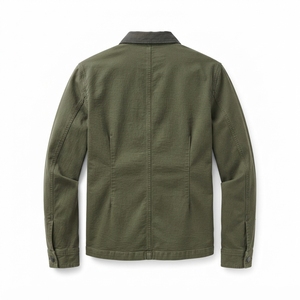 เสื้อแจ็คเก็ตยูทิลิตี้ผ้าฝ้ายสีเขียวมะกอกแบบพรีเมียมสำหรับผู้ชาย สไตล์วินเทจ สตรีทแวร์ - Product Image 2