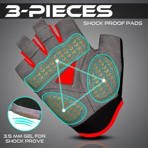 ถุงมือปั่นจักรยานสำหรับผู้ชาย, ถุงมือปั่นจักรยานแบบครึ่งนิ้วบุเจลกันลื่นสำหรับจักรยานเสือภูเขา, ถุงมือจักรยานแบบดูดซับแรงกระแทกและระบายอากาศได้ดี - Product Image 4