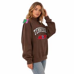 Sweat-shirt à col montant pour femme avec inscription TENNESSEE et appliqué carte, épais et lourd, idéal pour l'hiver - Product Image 2