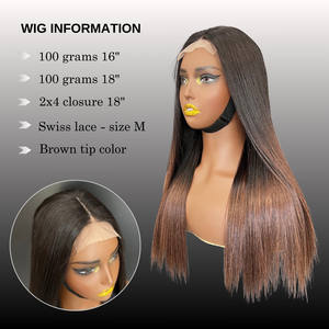 Wholesale <b>Price</b> From Factory Brown Tip Swiss/HD Lace Wigs Human Hair Glueless Bone Straight Human Hair Extensions Remy - Product Image 3