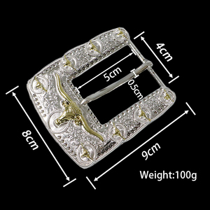 Wholesale Custom Design 40mm Men's Western Bull Longhorn Pin Buckle <b>Belt</b> Set Zinc Alloy with Heat-Transfer Printed Custom Logo - Product Image 6
