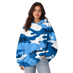 Sudadera con Capucha Estampada de Camuflaje Rosa para Exteriores, 100% Algodón Transpirable, Manga Larga, Corte Holgado Informal para Mujer, Sudadera de Invierno - Product Image 3