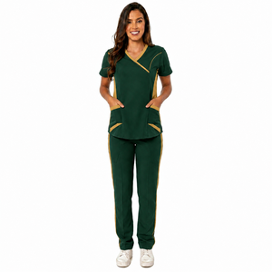 Short Sleeve Women Surgical Scrub <b>Sets</b> Hospital <b>Doctors</b> Suits Nurse Uniform Pure Material Purple Color Custom Polyester Cotton - Product Image 1
