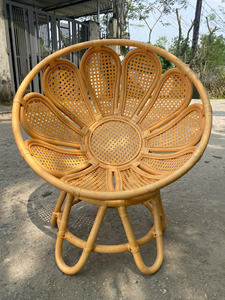 Silla infantil tejida de ratán natural en forma de flor, el respaldo de la silla tiene una hermosa forma de pétalo. - Product Image 5