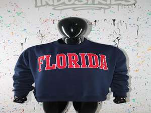 Sudadera de cuello alto azul marino Florida 100% con bordado de apliques rojos, sudadera de cuello ancho CLUSH SPORTS - Product Image 4