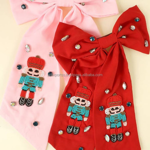 Lazo para el pelo de satén con cuentas de Cascanueces vintage, duradero, multicolor, unisex, pinza para el pelo de Navidad, para disfraces de baile, actuaciones y fiestas con brillo - Product Image 1