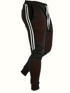 Plus Size Men's Gray Sweatpants <b>White</b> Side Stripes Drawstring Waist Casual <b>Joggers</b> light weight Breathable Eco-Friendly Knitted - Product Image 3