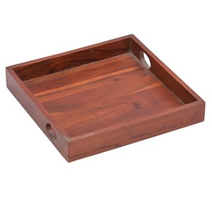 Plateau rectangulaire en bois, fait main, bois poli, décoration de table moderne - Product Image 2