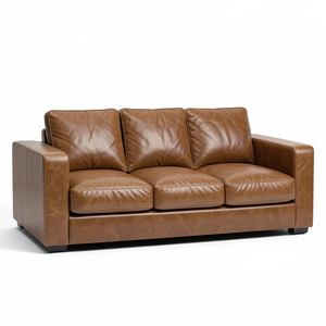 Sofá Moderno de Lujo en Cuero Vacuno Genuino con Brazos Cuadrados, Estructura Sólida para Muebles de Diseño Contemporáneo para Sala de Estar - Product Image 2