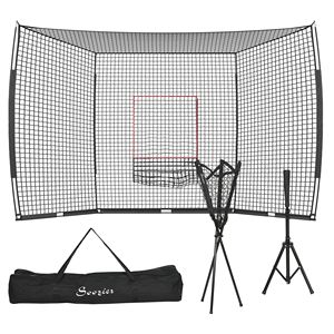 Filets d'entraînement portables pour softball/baseball avec tee de zone de frappe et sac de transport pour l'entraînement au frappeur et au lanceur - Product Image 1