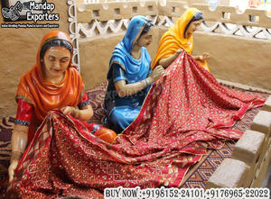 Exhibición Temática de Pueblo Cultural Indio para Decoración de Restaurantes al Aire Libre, Compre Estatuas de Fibra con Temática Punjabi Virsa para Restaurantes en EE. UU. - Product Image 3