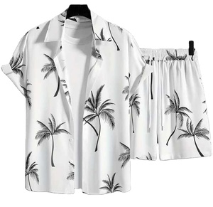 Top Trending Men Casual Top Quality Personalized Beach Style Hawaiian Shirt and Shorts Set para hombres - Product Image 4