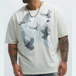 T-shirts Homme Coupe Décontractée Personnalisés avec Motif Oiseau en Coton Col Rond Manches Courtes Surdimensionnés Vente en Gros Mode Personnalisée en Gros USA - Product Image 2