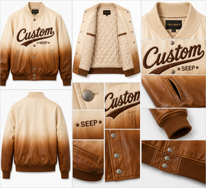 Veste de sport en twill pour homme, style vintage, en cuir, avec logo personnalisé par transfert thermique, col rabattu, pour l'automne - Product Image 5
