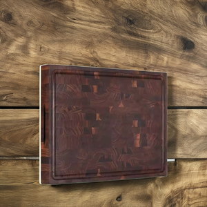 Tabla de cortar de bloque de carnicero de grano de extremo de madera de acacia Natural con mango y ranura de jugo herramienta de cocina - Product Image 3