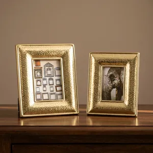 Handcrafted Hammered Metal <b>Gold</b> Photo <b>Frame</b> Rectangular Tabletop Decorative Picture <b>Frame</b> Elegant Home Office Display Gift - Product Image 6
