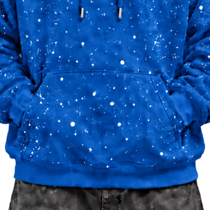 Sweat à capuche oversize pour homme en molleton épais, imprimé mèches bleu roi, style streetwear, avec poche kangourou et cordon de serrage H - Product Image 5