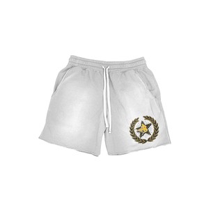 Pantalones cortos de algodón para hombre con efecto lavado ácido, bajo sin rematar, estampado serigrafiado, logo en relieve, estilo streetwear personalizado, ajuste holgado - Product Image 4