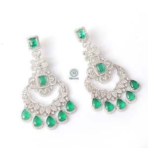 Florence Emerald Green CZ Designer Chandelier Earrings - Product Image 4