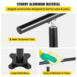 Kit Ringhiera per Scale in Alluminio da Esterno con Angolo Regolabile, 4 Piedi, 1-4 Gradini, Corrimano Nero per Anziani, Dispositivi di Assistenza - Product Image 5