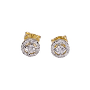 Elegant Women's 14K Gold 0.59 CTW Diamond <b>Halo</b> Stud <b>Earrings</b> Luxury Accessory - Product Image 1