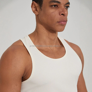 Men Bodybuilding OEM Compression Muscle Gym Workout Tank Top Fitness Mens Knit Ribbed Polyester Tank Top Sports Vest - Product Image 6