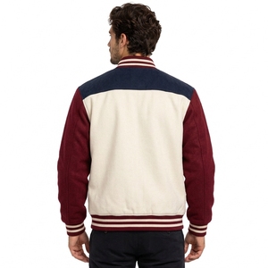 <b>Men</b> Varsity <b>Jacket</b> Custom Letterman <b>Jacket</b> Wool Blend Body <b>Faux</b> <b>Leather</b> Sleeves Embroidered Detail Casual Outerwear OEM - Product Image 2