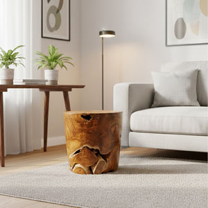 Table d'appoint/chevet en racine de teck exotique, robuste, style bohème, écologique, nouvelle arrivée, plateau monobloc, pour salon, hôtel, appartement - Product Image 4