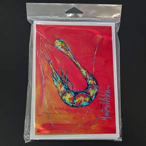 Cartes de note vierges de taille A7 lunatique 5x7 NOUVEAU paquet de 8 cartes de voeux de crevettes de fruits de mer avec enveloppes - Product Image 3