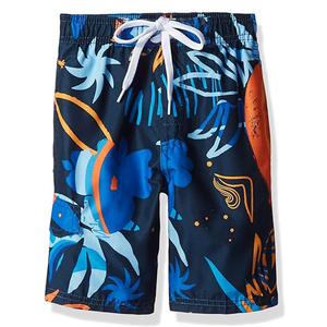 Shorts de bain longs pour hommes, imprimé floral, 100 % polyester, avec poches latérales et cordon de serrage, longueur au-dessus du genou, pour le surf et la plage, vente en gros - Product Image 1