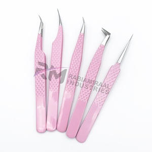 แหนบต่อขนตา RMI สีชมพู 45 90 องศา รูปตัว L แบรนด์ส่วนตัว สแตนเลสสตีล ทนทาน แม่นยำ ป้องกันไฟฟ้าสถิตย์ ขนาด 10 มม. - Product Image 1