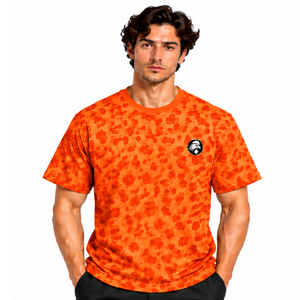 Orange <b>Leopard</b> <b>Print</b> T <b>Shirt</b> Unisex Short Sleeve Crew Neck Casual Fashion Graphic Tee Custom Streetwear Sports Training Top - Product Image 1