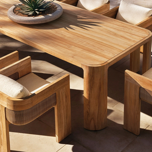 Mesa de Comedor de Madera de Teca para Exteriores, Moderna, Resistente, Antirrotura, Rectangular, en Oferta - Product Image 2