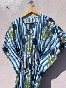 Vestido Kaftan de Algodón con Estampado Floral: Ropa Informal India Estilo Maxi - Product Image 3