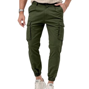Pantalon de jogging cargo décontracté pour homme en toile 100 % coton, taille élastique, multi-poches, tactique, léger et ample - Product Image 4