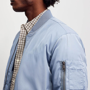 Blouson bomber bleu clair pour homme, couleur unie, fermeture éclair, vêtement décontracté pour l'automne, coupe-vent, matière polyester - Product Image 6