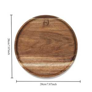 Plato de Servir Redondo de Madera de Acacia para el Hogar y la Cocina, Plato para Aperitivos, Plato de Madera para Decoración de Bodas, Plato de Madera para la Cena - Product Image 4