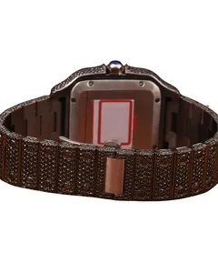 Montre haut de gamme pour homme entièrement noire avec diamants ronds, cadran romain personnalisé en moissanite, montre premium entièrement pavée - Product Image 4