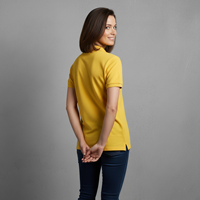Kaos Rajut Katun Kuning Wanita, Cepat Kering, Anti Kusut, Bernapas, Bordir Depan, Kasual, Lengan Pendek, Regular Fit, Ukuran Besar