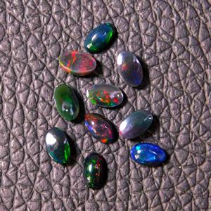 6x4mm opale éthiopienne naturelle multicolore pierre précieuse Cabochon forme ovale pierre précieuse en vrac couleur jeu ou feu opale éthiopienne Welo - Product Image 6