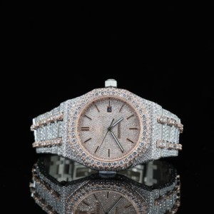 Reloj de Diamantes Moissanite VVS de Doble Tono Estilo Hip Hop de la Mejor Calidad, Personalizado, con Incrustaciones de Diamantes Blancos, Aleación de Oro Rosa, Mecánico, Precio al por Mayor - Product Image 5