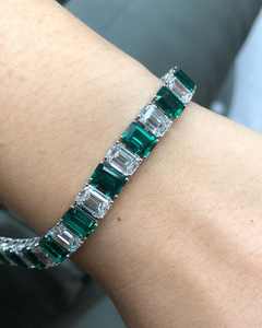 Bracelets de mariée en argent Sterling 925, émeraudes vertes, pierres en zircone cubique, bijoux de costume de mariage pour femmes - Product Image 1